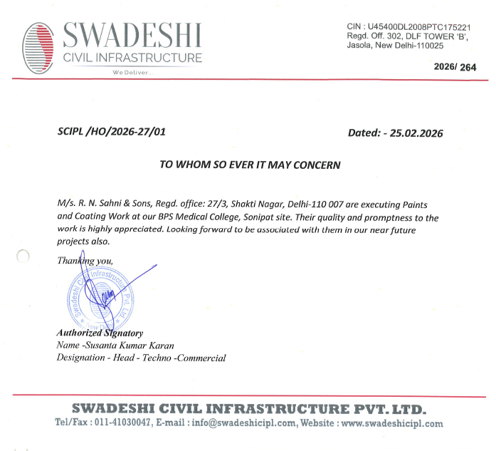 Swadeshi Civil Infrastructure Testimonial